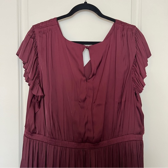 Lane Bryant Flutter-Sleeve Shirred Midi Dress Maroon Size 20 - Picture 6 of 11